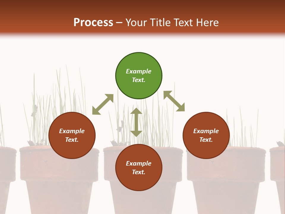 A Row Of Pots With Grass Growing Out Of Them PowerPoint Template