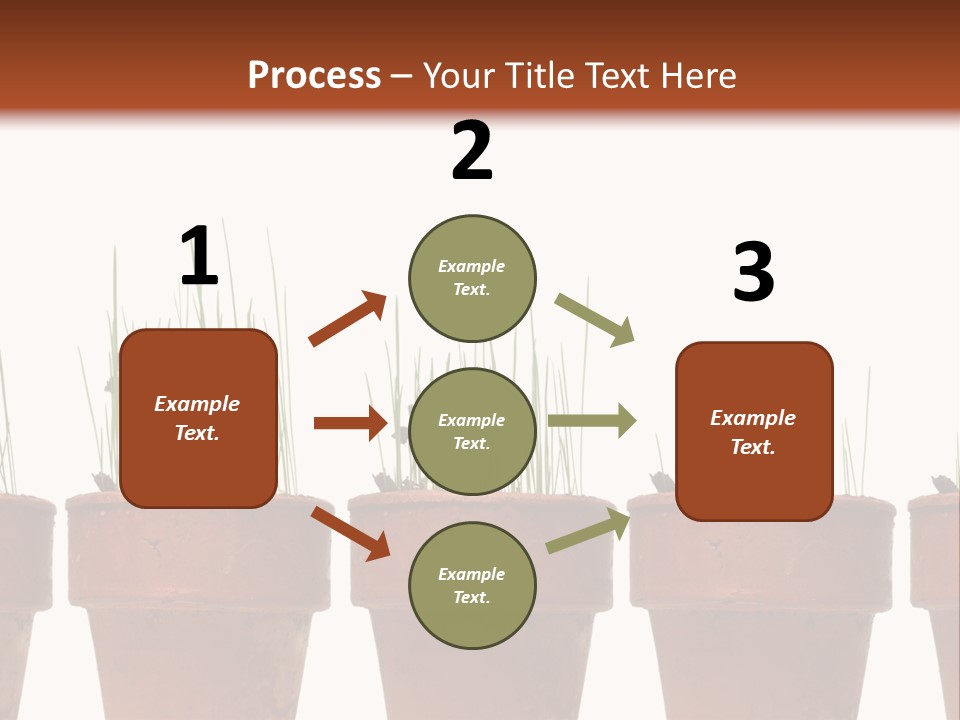 A Row Of Pots With Grass Growing Out Of Them PowerPoint Template