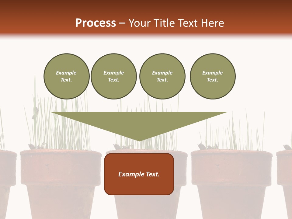 A Row Of Pots With Grass Growing Out Of Them PowerPoint Template