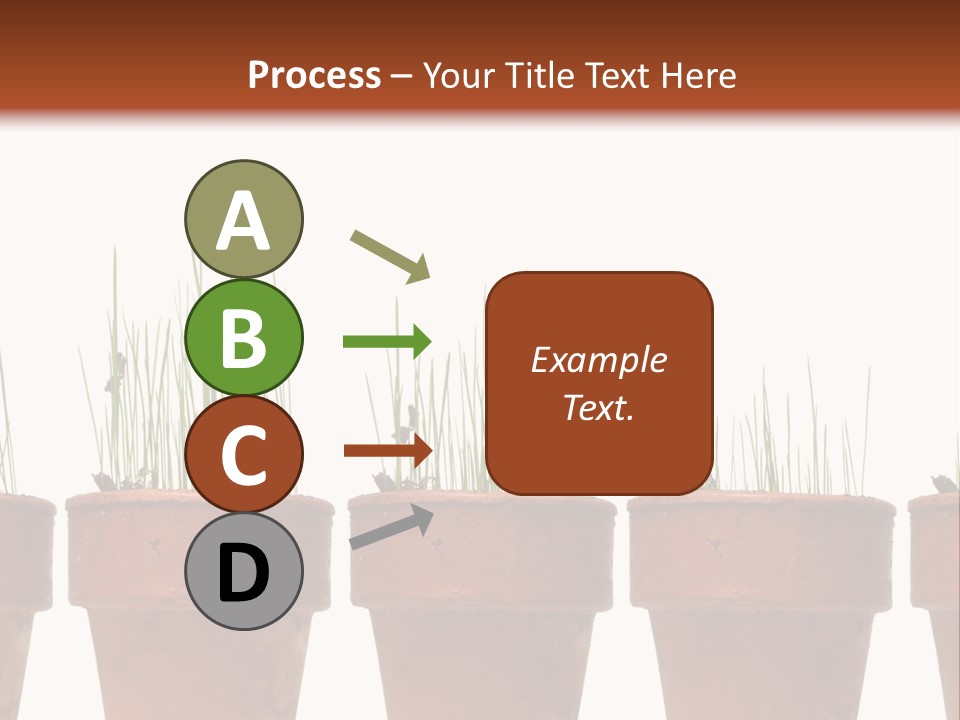 A Row Of Pots With Grass Growing Out Of Them PowerPoint Template