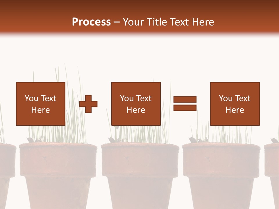 A Row Of Pots With Grass Growing Out Of Them PowerPoint Template