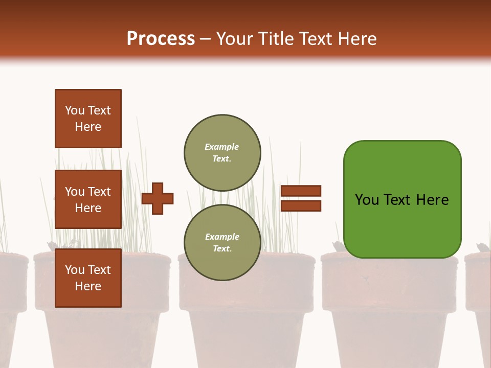A Row Of Pots With Grass Growing Out Of Them PowerPoint Template