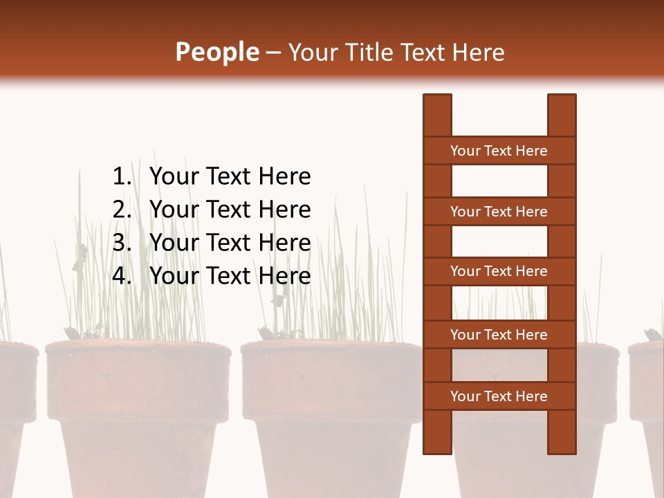 A Row Of Pots With Grass Growing Out Of Them PowerPoint Template