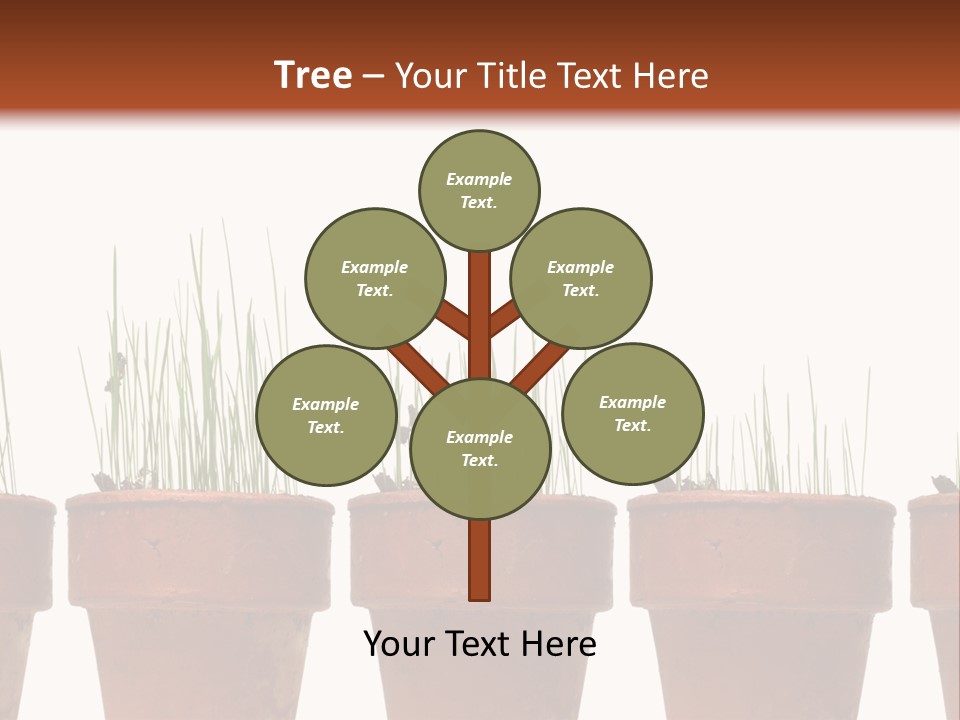 A Row Of Pots With Grass Growing Out Of Them PowerPoint Template