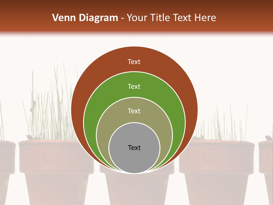A Row Of Pots With Grass Growing Out Of Them PowerPoint Template