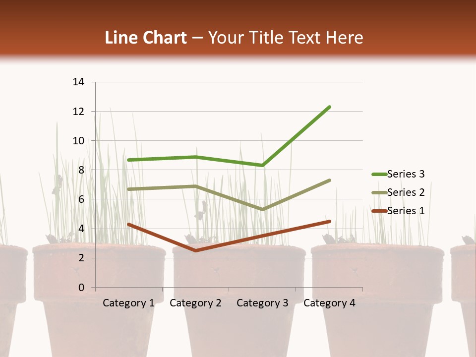 A Row Of Pots With Grass Growing Out Of Them PowerPoint Template