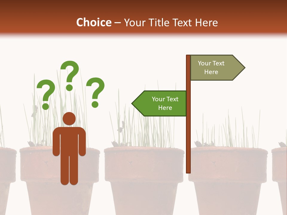 A Row Of Pots With Grass Growing Out Of Them PowerPoint Template