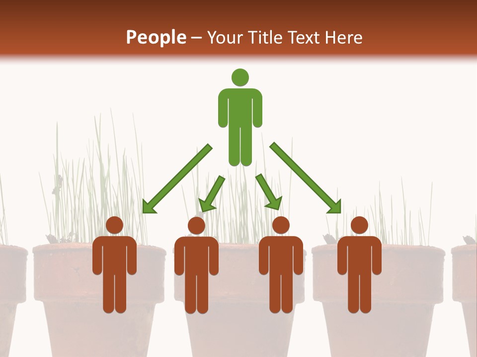 A Row Of Pots With Grass Growing Out Of Them PowerPoint Template