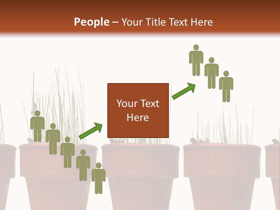 A Row Of Pots With Grass Growing Out Of Them PowerPoint Template