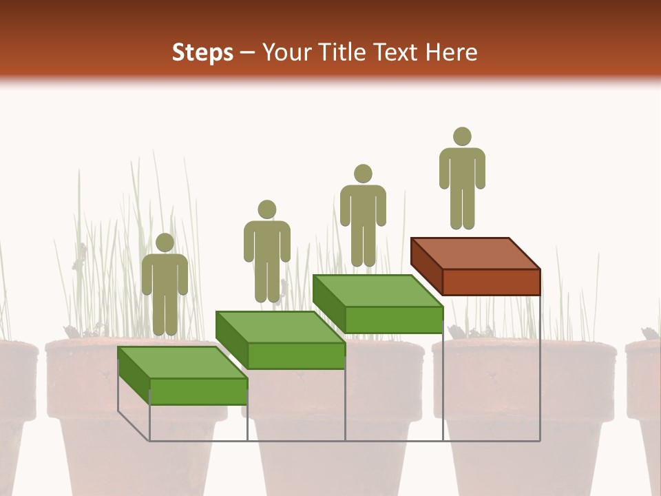 A Row Of Pots With Grass Growing Out Of Them PowerPoint Template