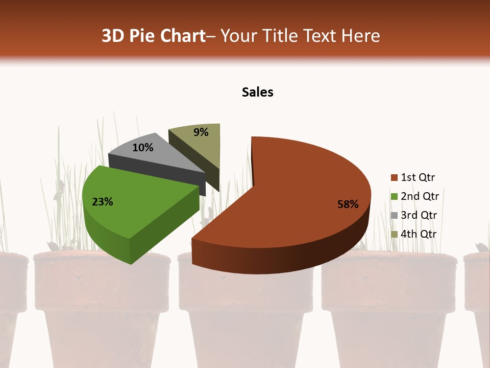 A Row Of Pots With Grass Growing Out Of Them PowerPoint Template
