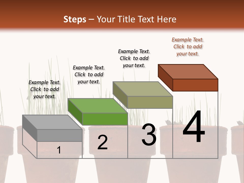 A Row Of Pots With Grass Growing Out Of Them PowerPoint Template