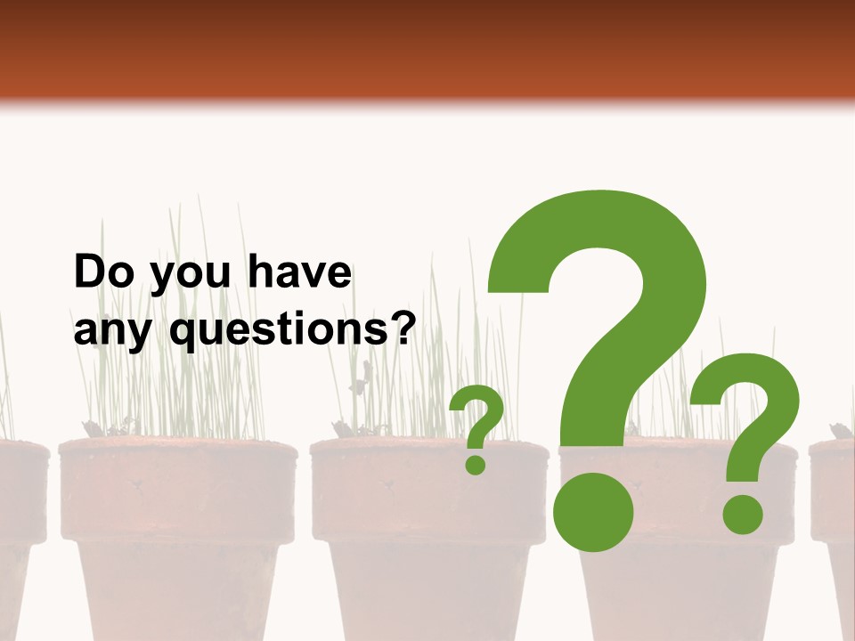 A Row Of Pots With Grass Growing Out Of Them PowerPoint Template