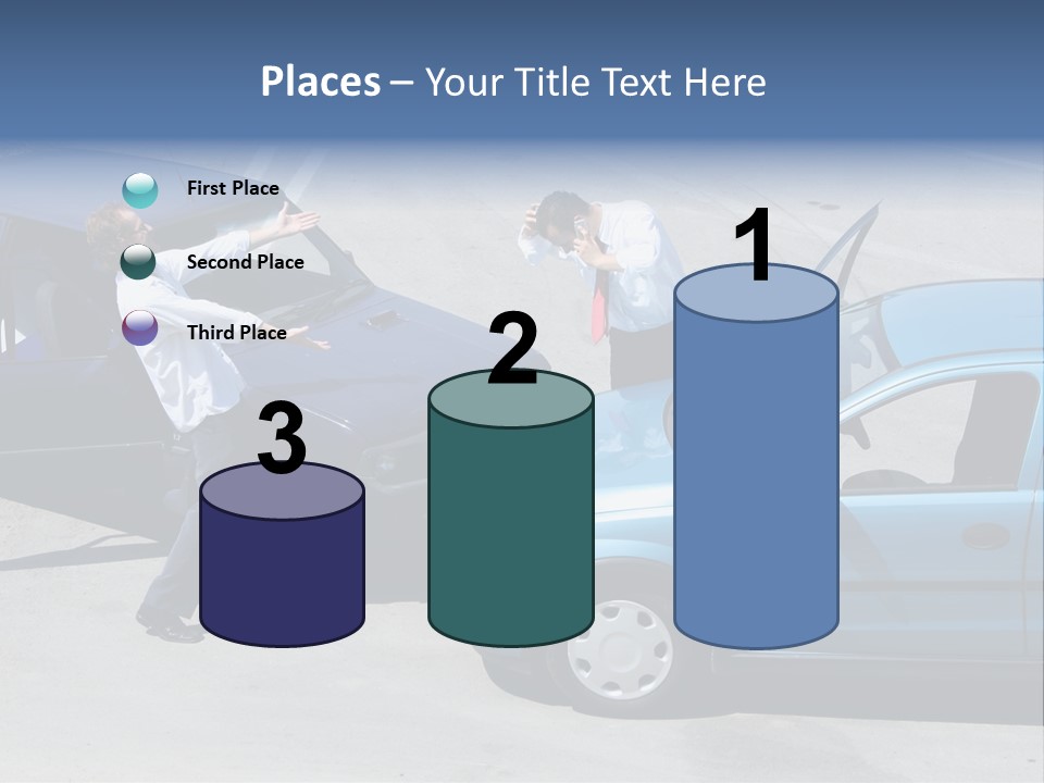Traffic Accident - One Driver On The Mobile Phone, Second Expressing Anger PowerPoint Template