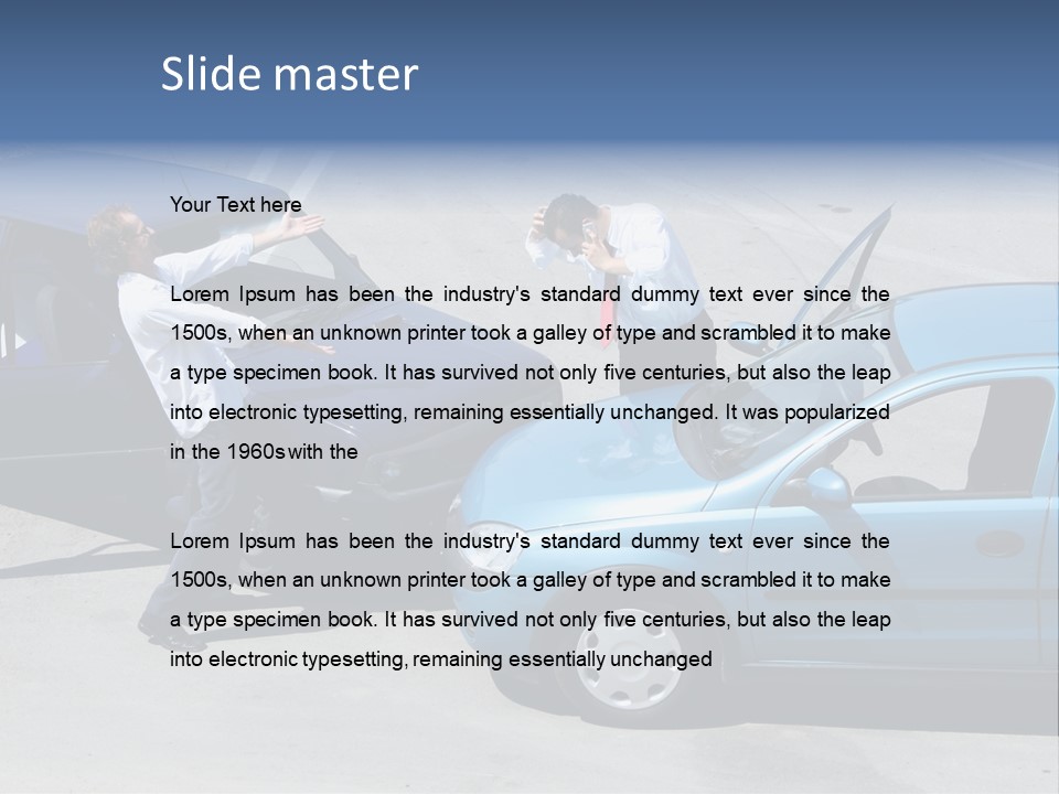 Traffic Accident - One Driver On The Mobile Phone, Second Expressing Anger PowerPoint Template