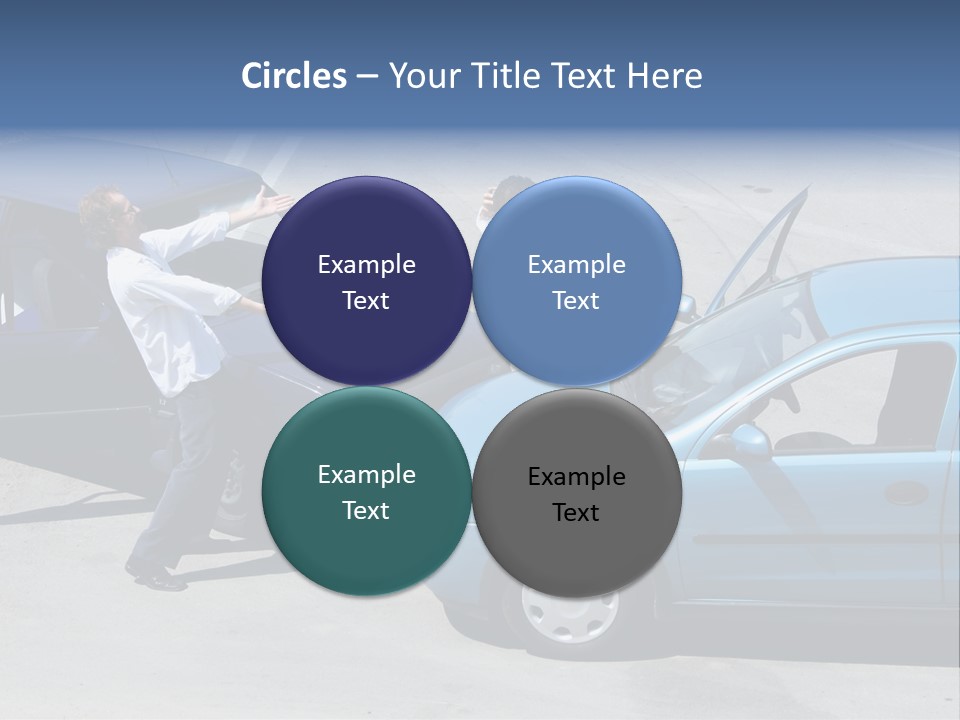 Traffic Accident - One Driver On The Mobile Phone, Second Expressing Anger PowerPoint Template