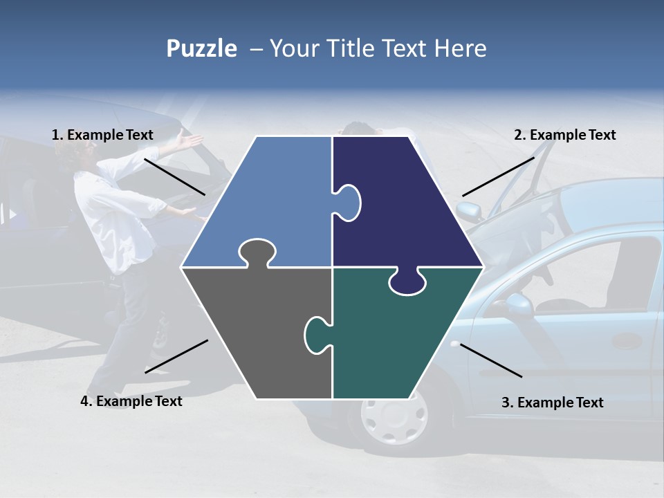 Traffic Accident - One Driver On The Mobile Phone, Second Expressing Anger PowerPoint Template