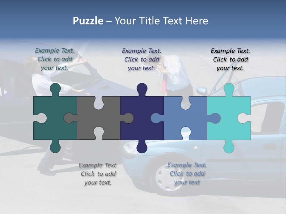 Traffic Accident - One Driver On The Mobile Phone, Second Expressing Anger PowerPoint Template