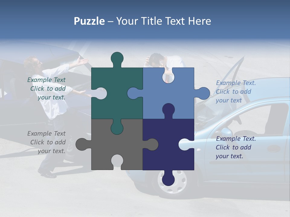 Traffic Accident - One Driver On The Mobile Phone, Second Expressing Anger PowerPoint Template