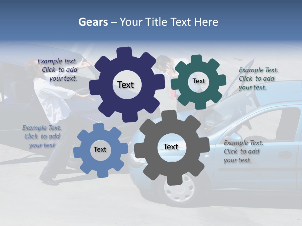 Traffic Accident - One Driver On The Mobile Phone, Second Expressing Anger PowerPoint Template