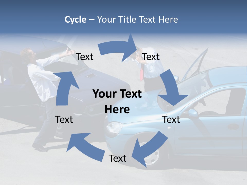 Traffic Accident - One Driver On The Mobile Phone, Second Expressing Anger PowerPoint Template