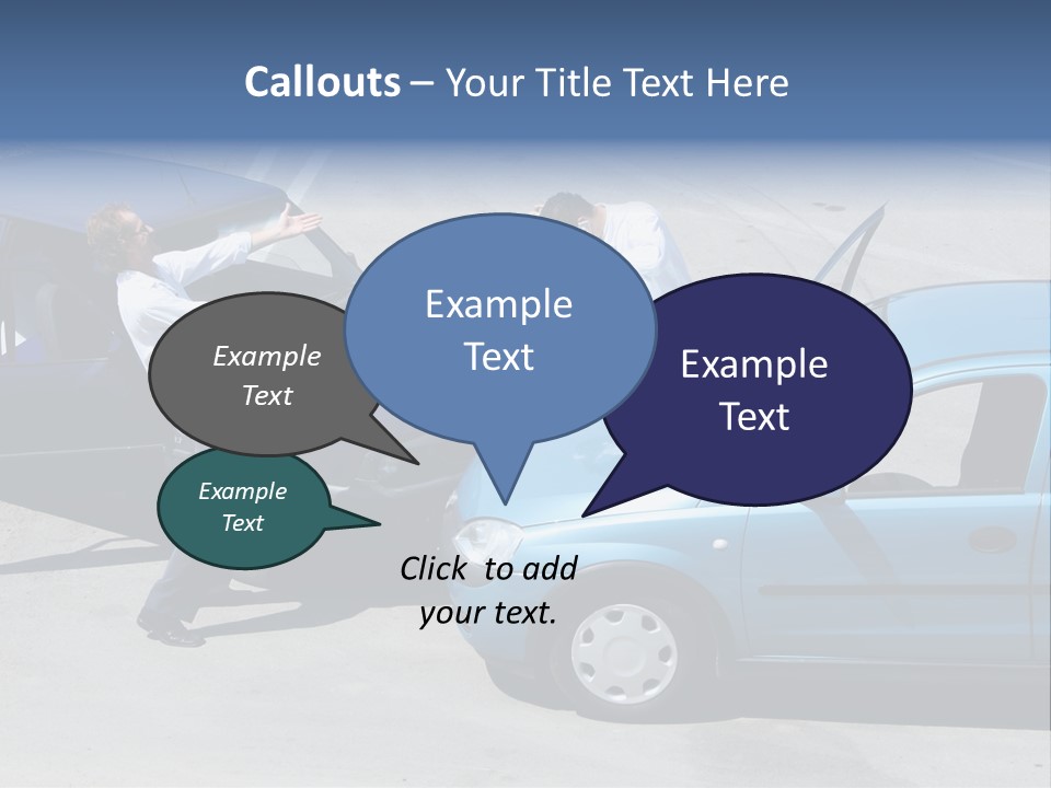 Traffic Accident - One Driver On The Mobile Phone, Second Expressing Anger PowerPoint Template