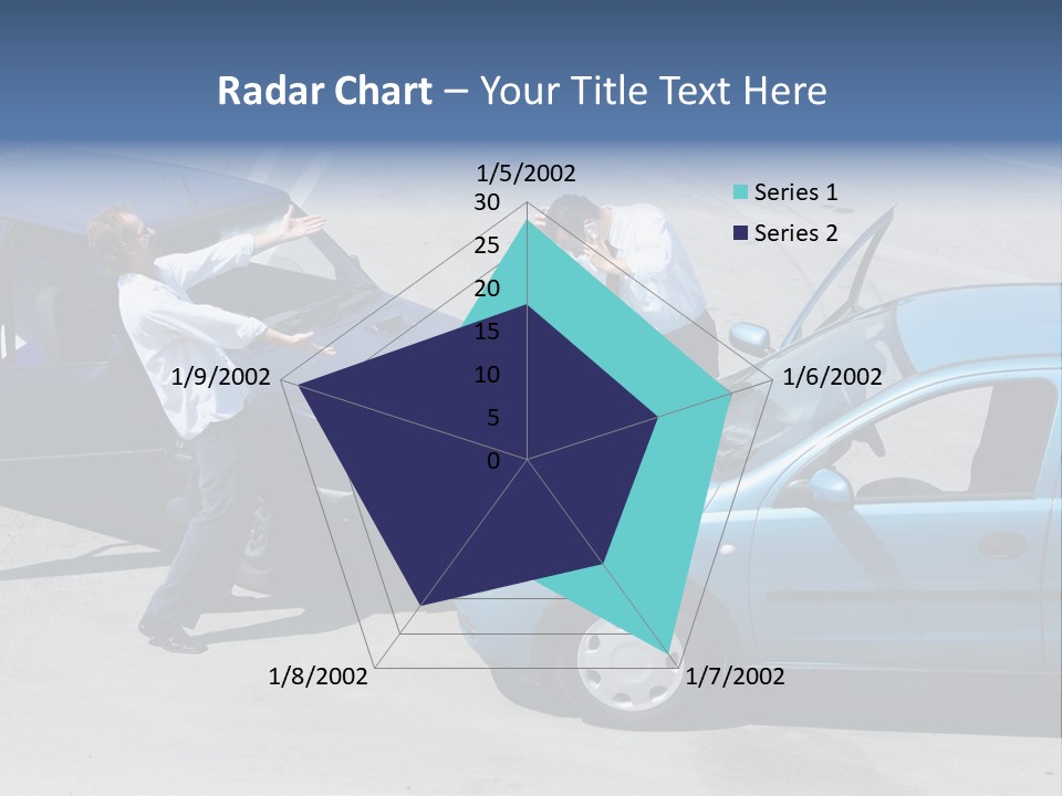 Traffic Accident - One Driver On The Mobile Phone, Second Expressing Anger PowerPoint Template