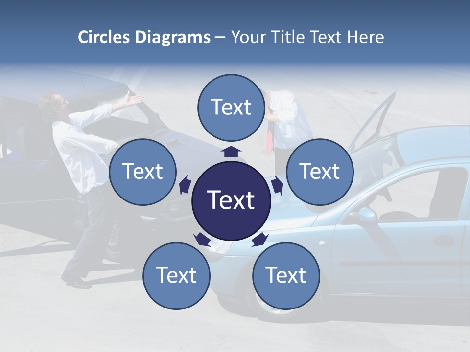 Traffic Accident - One Driver On The Mobile Phone, Second Expressing Anger PowerPoint Template