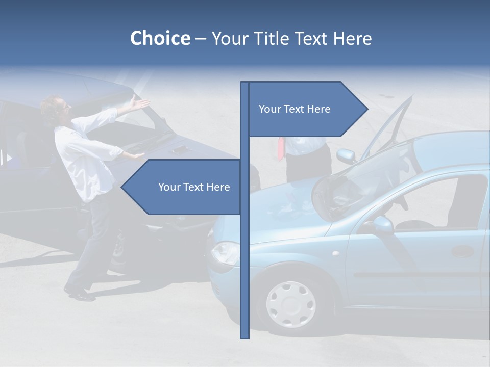 Traffic Accident - One Driver On The Mobile Phone, Second Expressing Anger PowerPoint Template