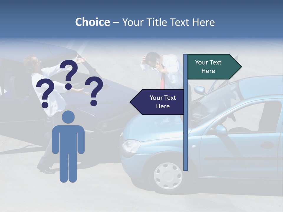 Traffic Accident - One Driver On The Mobile Phone, Second Expressing Anger PowerPoint Template