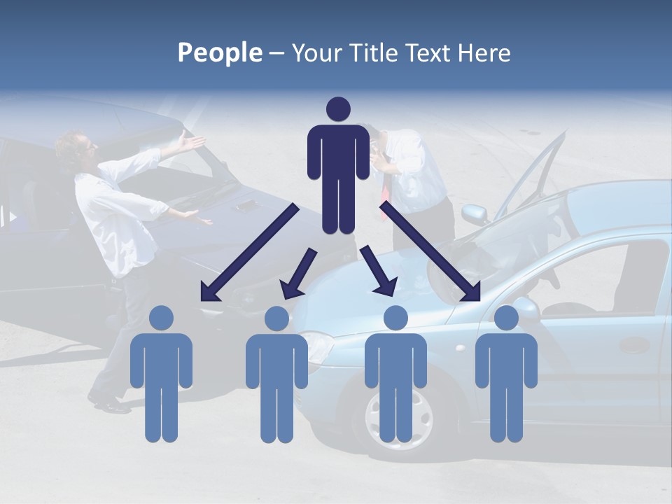 Traffic Accident - One Driver On The Mobile Phone, Second Expressing Anger PowerPoint Template