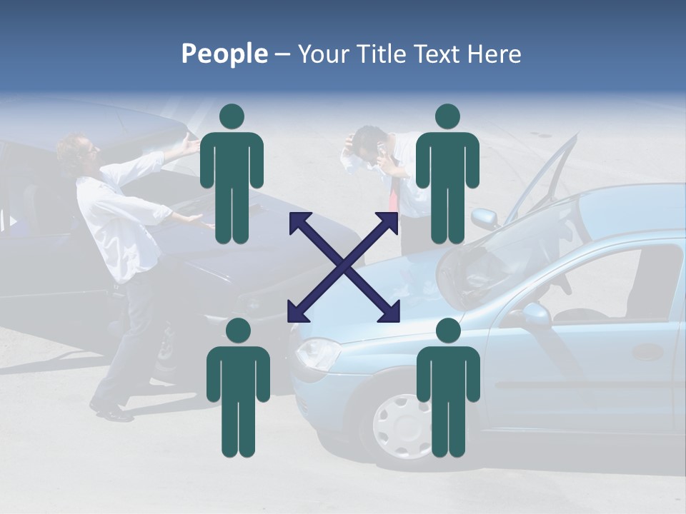 Traffic Accident - One Driver On The Mobile Phone, Second Expressing Anger PowerPoint Template