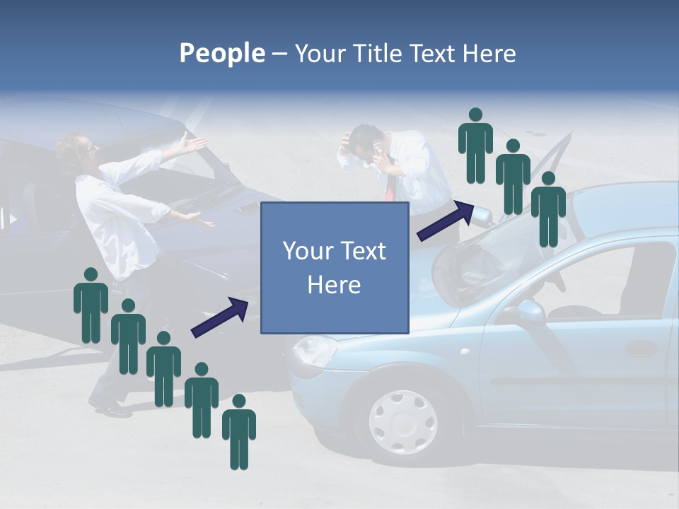 Traffic Accident - One Driver On The Mobile Phone, Second Expressing Anger PowerPoint Template