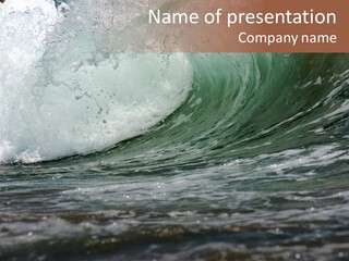 The Twirled Sea Wave Approaching On Coast PowerPoint Template