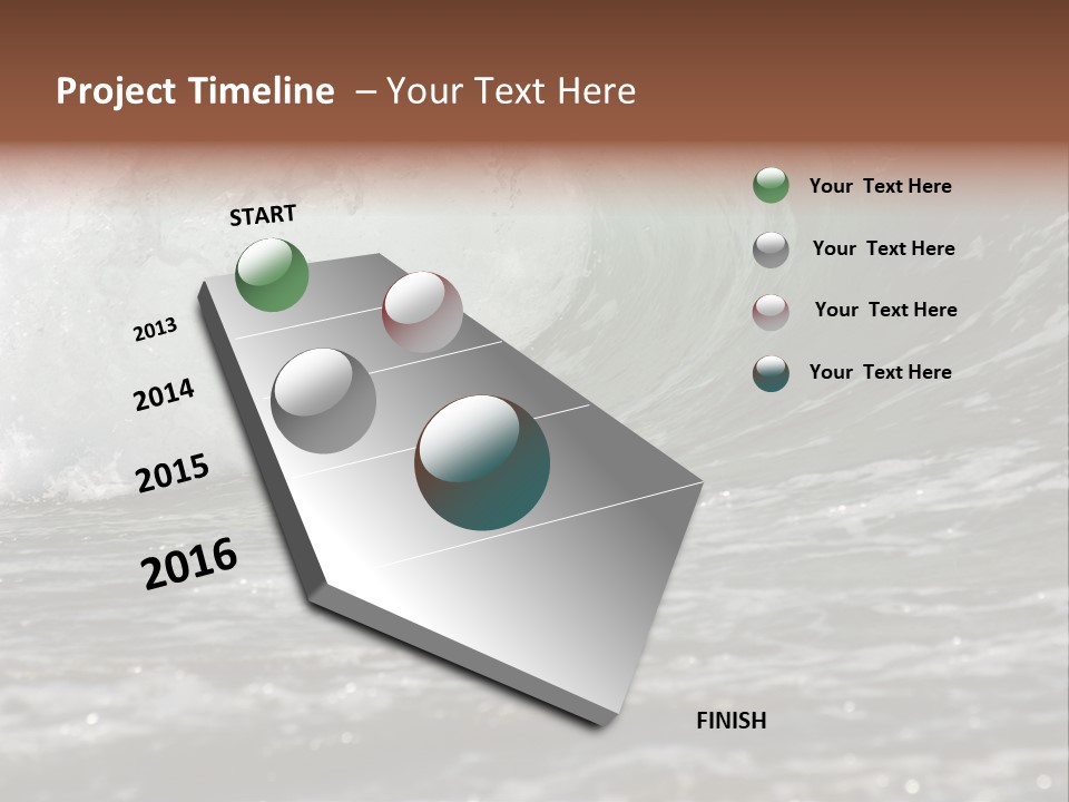The Twirled Sea Wave Approaching On Coast PowerPoint Template