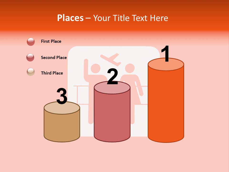 Orange Departing Flights Sign With People PowerPoint Template