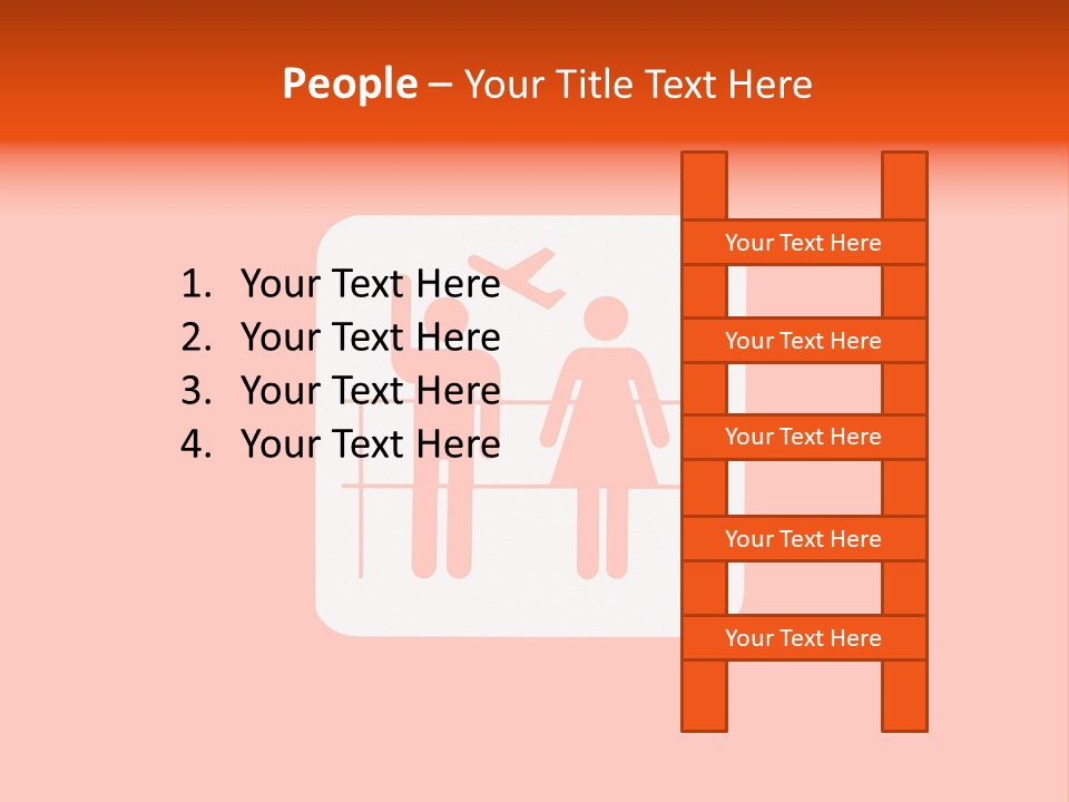 Orange Departing Flights Sign With People PowerPoint Template