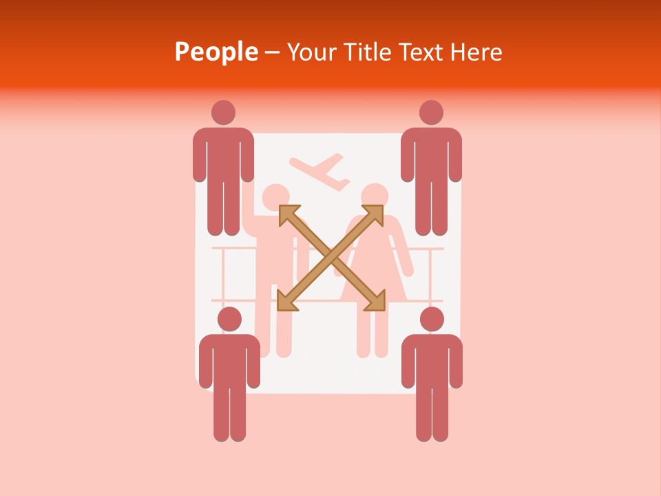 Orange Departing Flights Sign With People PowerPoint Template