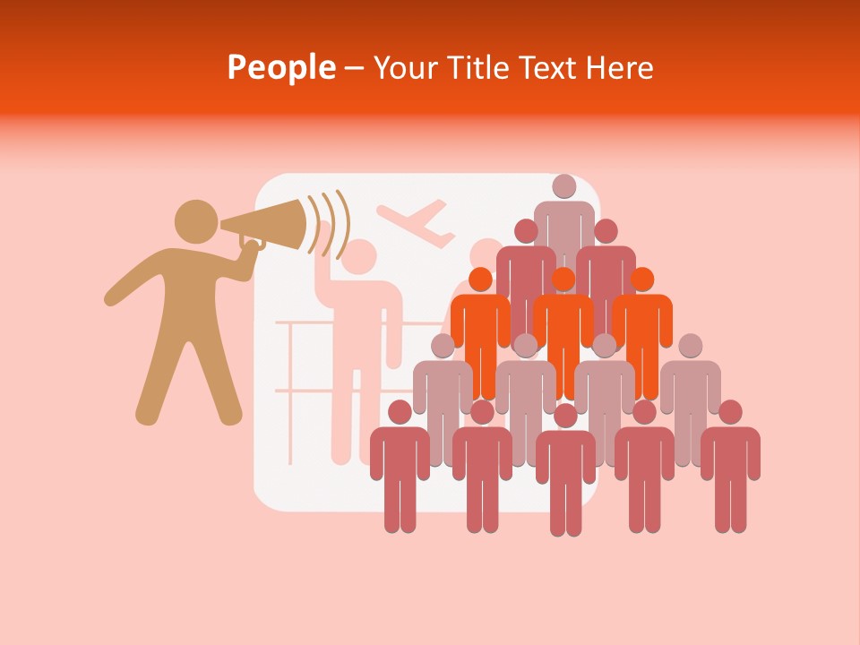 Orange Departing Flights Sign With People PowerPoint Template