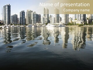 Cityscape With Reflection PowerPoint Template