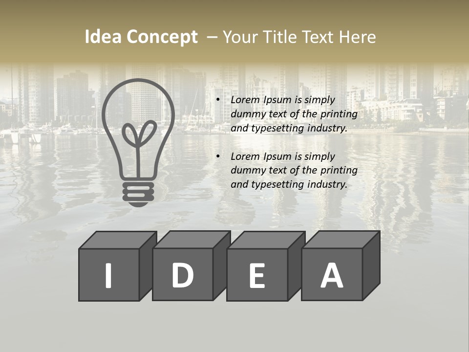 Cityscape With Reflection PowerPoint Template