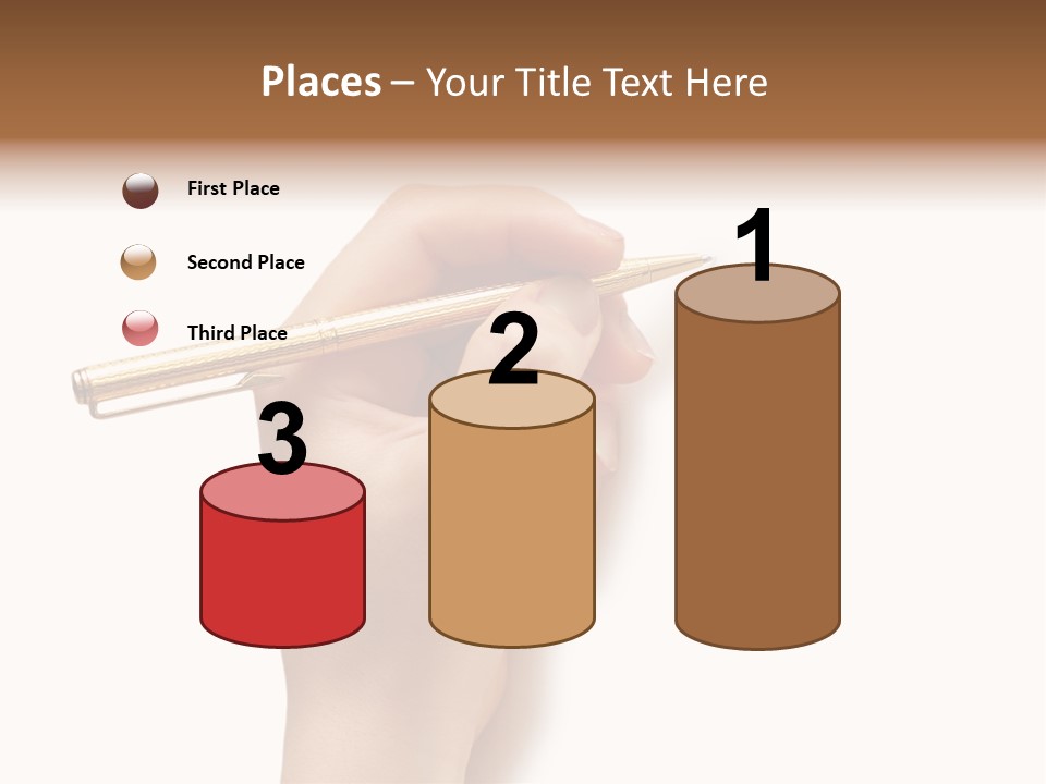 Hand Holding Pen Isolated On White Background - More Similar Photos In My Portfolio PowerPoint Template