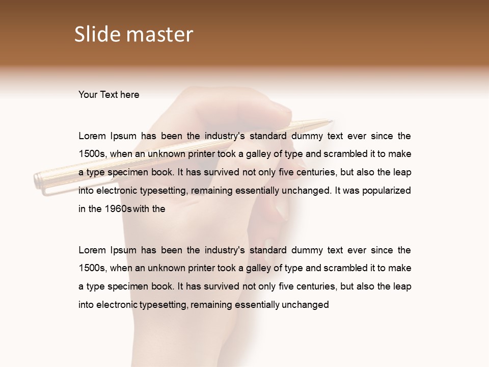 Hand Holding Pen Isolated On White Background - More Similar Photos In My Portfolio PowerPoint Template