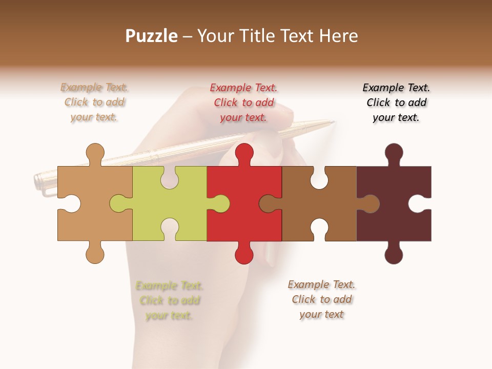 Hand Holding Pen Isolated On White Background - More Similar Photos In My Portfolio PowerPoint Template