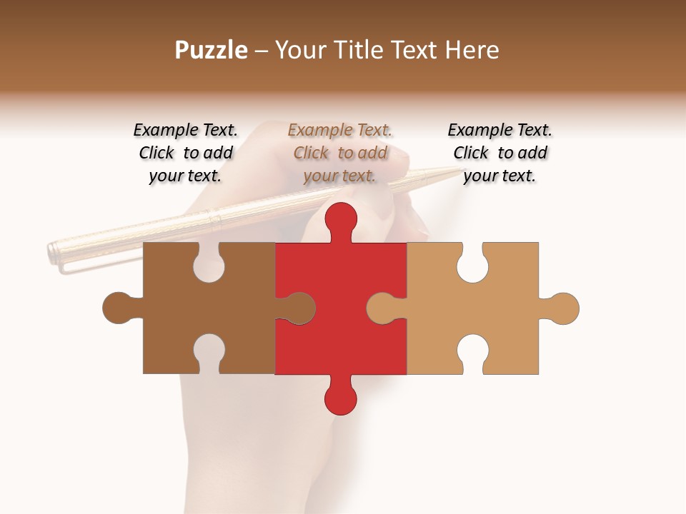 Hand Holding Pen Isolated On White Background - More Similar Photos In My Portfolio PowerPoint Template