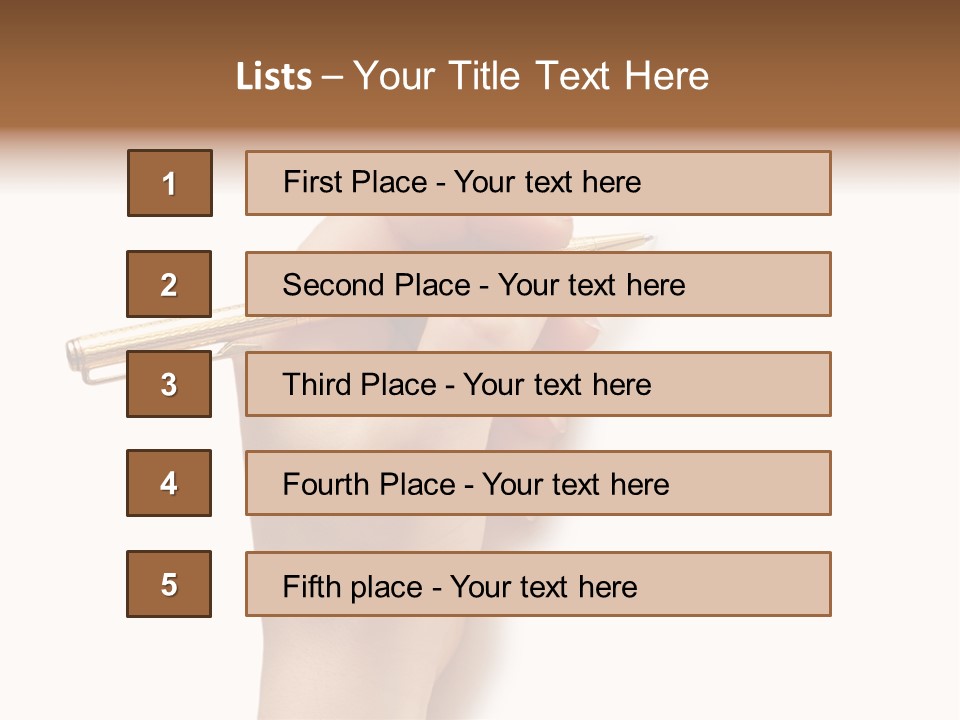 Hand Holding Pen Isolated On White Background - More Similar Photos In My Portfolio PowerPoint Template