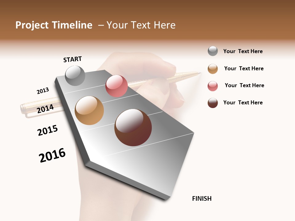 Hand Holding Pen Isolated On White Background - More Similar Photos In My Portfolio PowerPoint Template