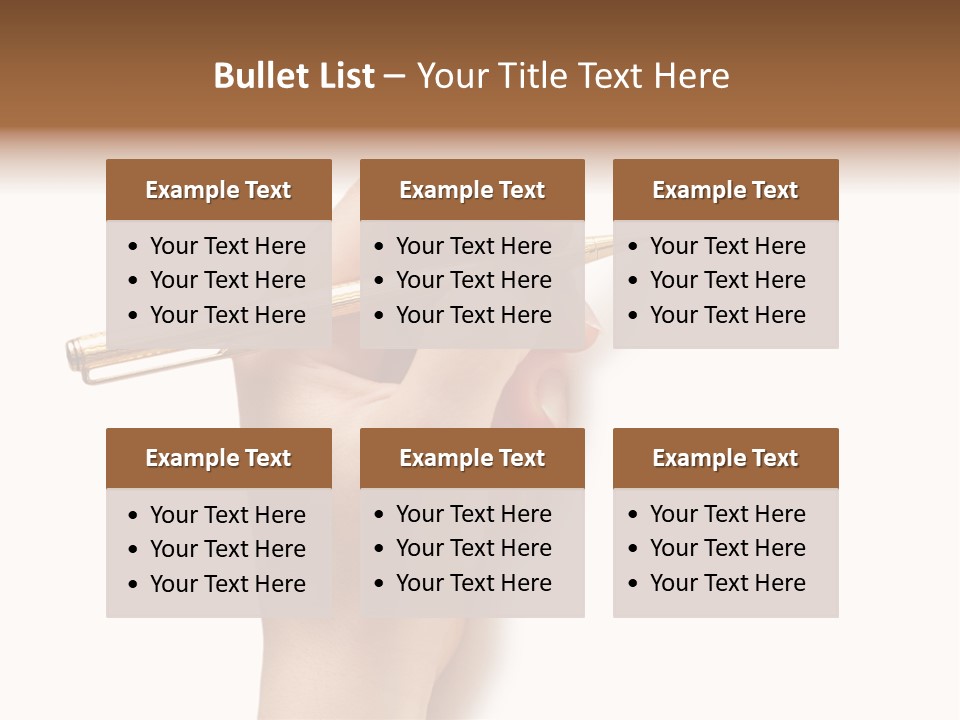 Hand Holding Pen Isolated On White Background - More Similar Photos In My Portfolio PowerPoint Template