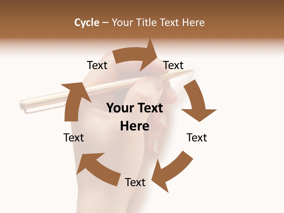 Hand Holding Pen Isolated On White Background - More Similar Photos In My Portfolio PowerPoint Template