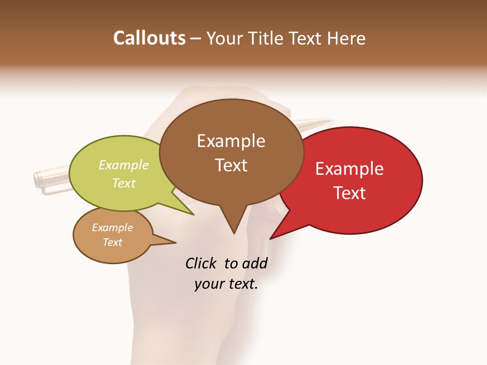 Hand Holding Pen Isolated On White Background - More Similar Photos In My Portfolio PowerPoint Template